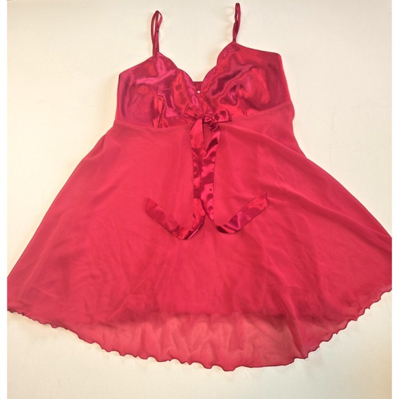 Victoria's Secret Other - Victoria's Secret Angel Vintage Red Babydoll Satin Bow Chemise‎ Nightie Size Med